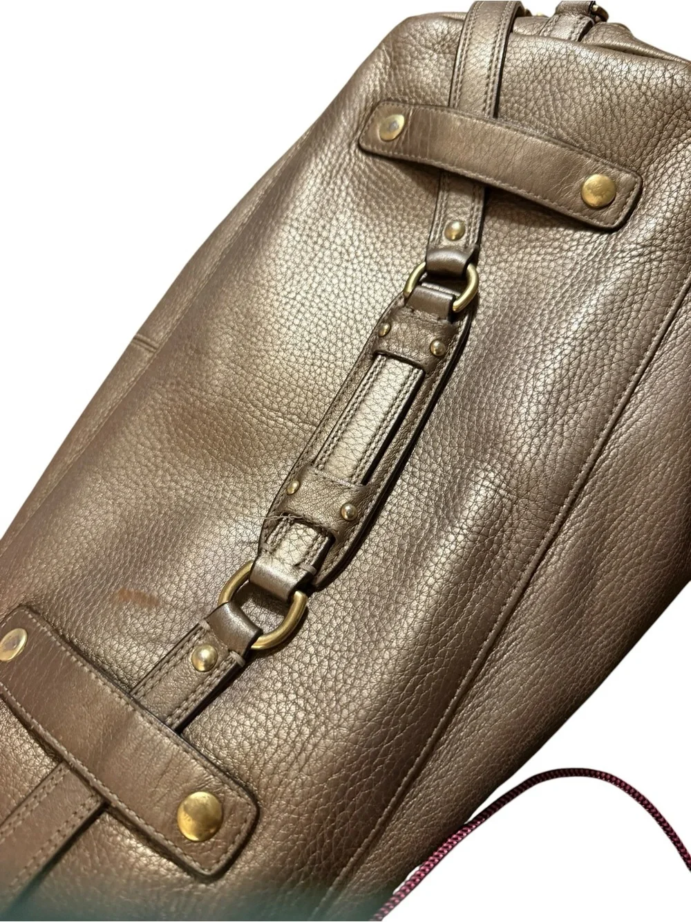 Coach Bronze Leather Shoulder Handbag with Gold Hardware - Picture 6 of 13